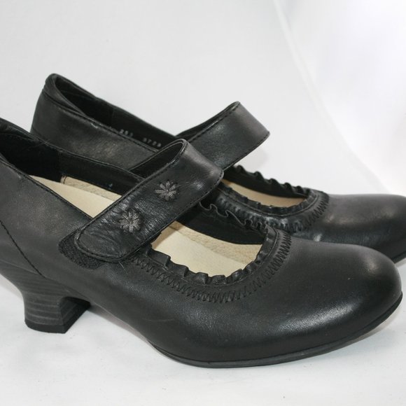 Wolky Black Mary Janes Heels Sz 41 - Picture 2 of 10